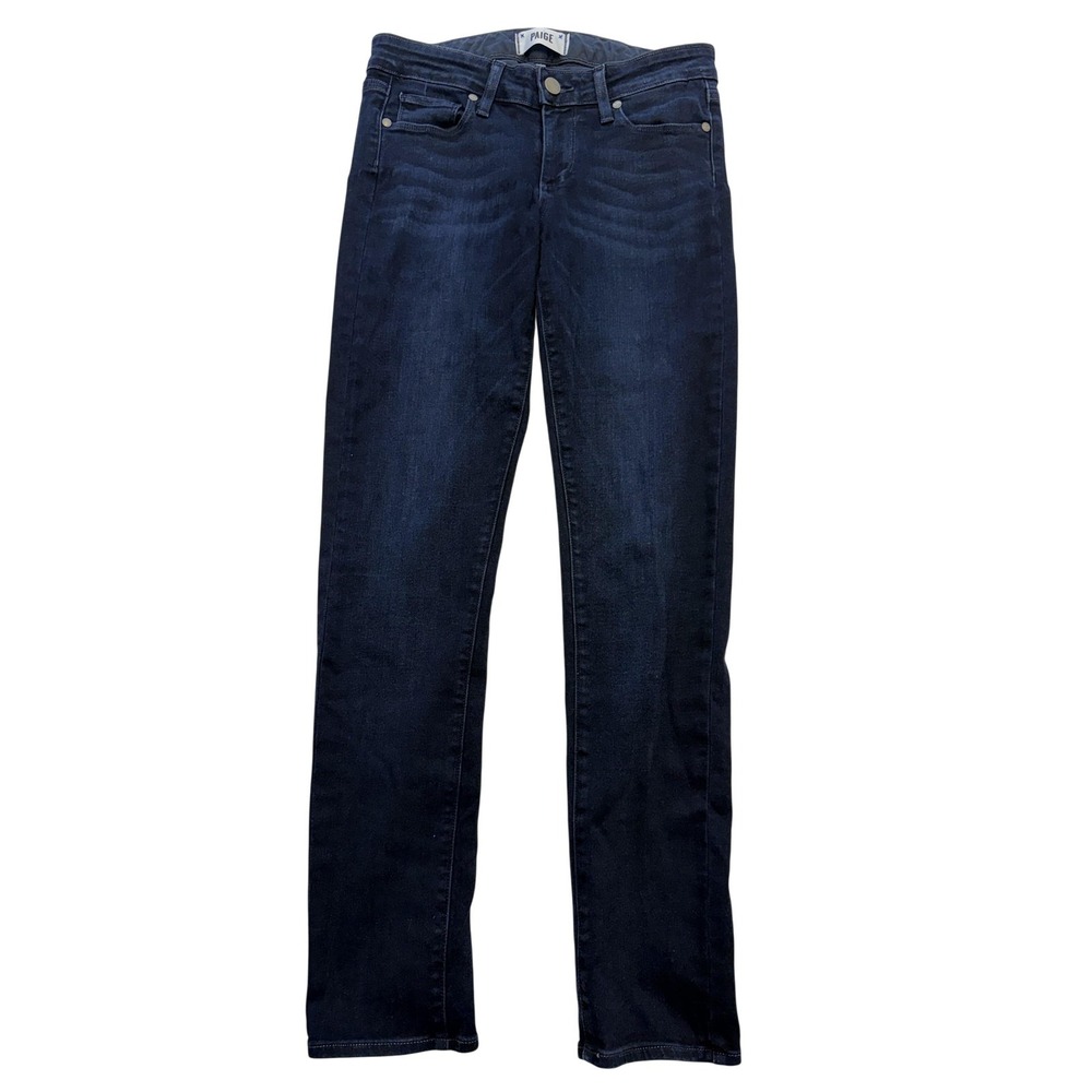 Paige Skyline Ankle Peg Jeans Womens 27 Blue Dark Wash Low Rise Slim 27x28